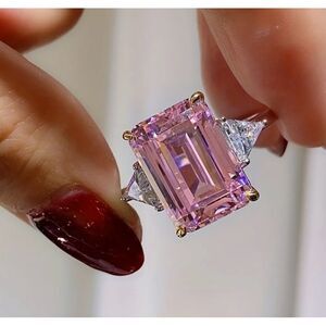 🩷 NEW stunning square pink crystal & silver ring 🩷